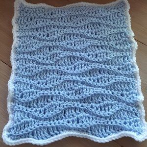 sky blue handmade crochet ocean wave hot pad/trivets